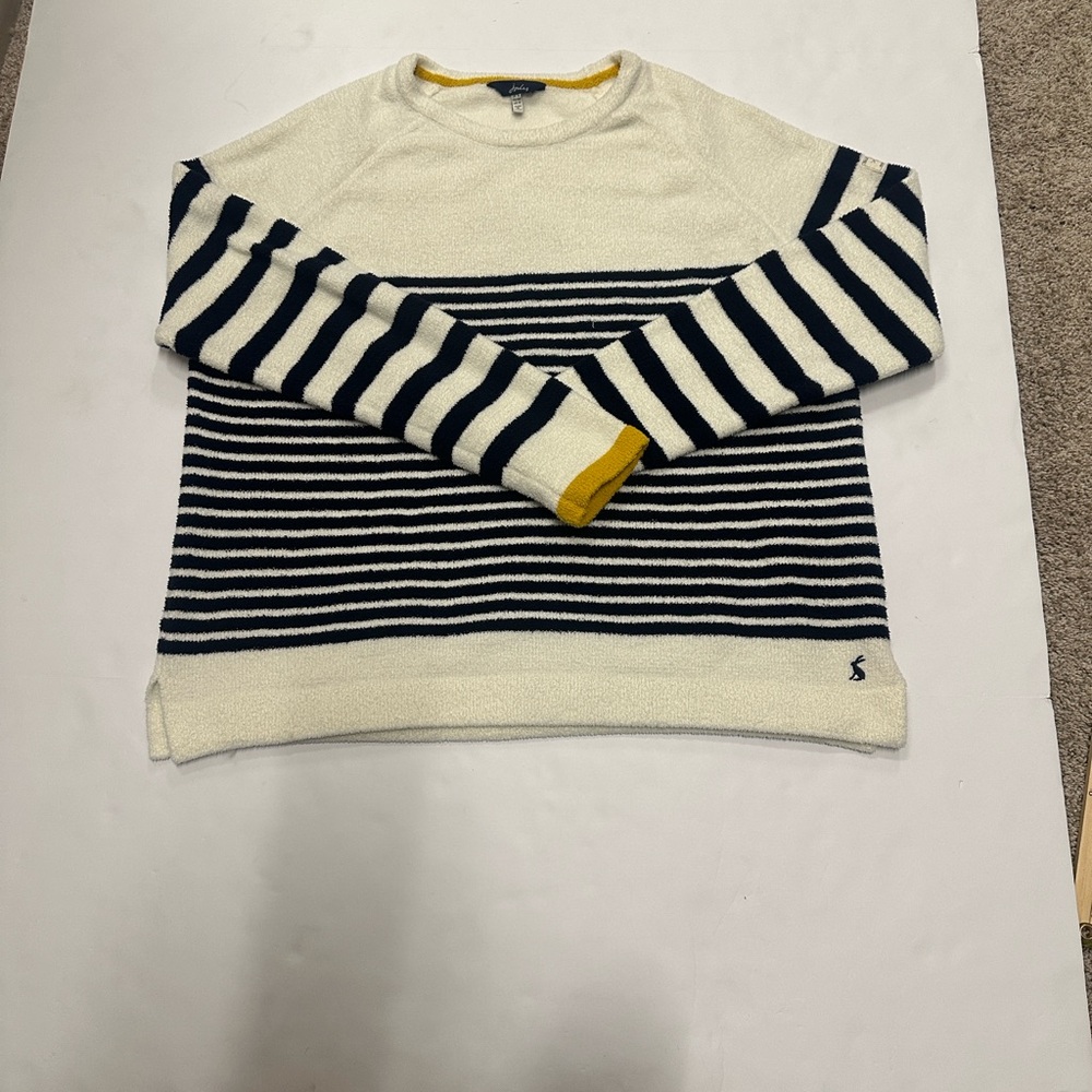 Joules Seaport Chenille Women’s 12 Striped Navy and White Sweater - Picture 2 of 8